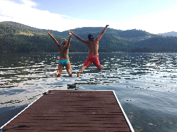 Jumping off the dock!